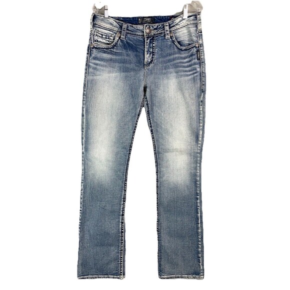 Silver Women 32 Jeans Suki High Baby Boot Stretch Denim Medium Wash Y2K Western - Picture 1 of 11